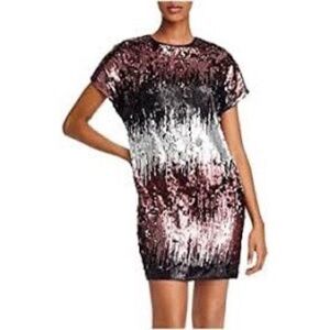 Aidan Mattox Wine Multi Ombré Sequin Shift Dress
